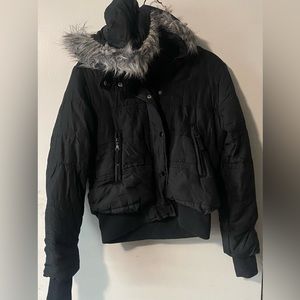 Y2K Seventy Seven Black Faux Fur puffy Jacket